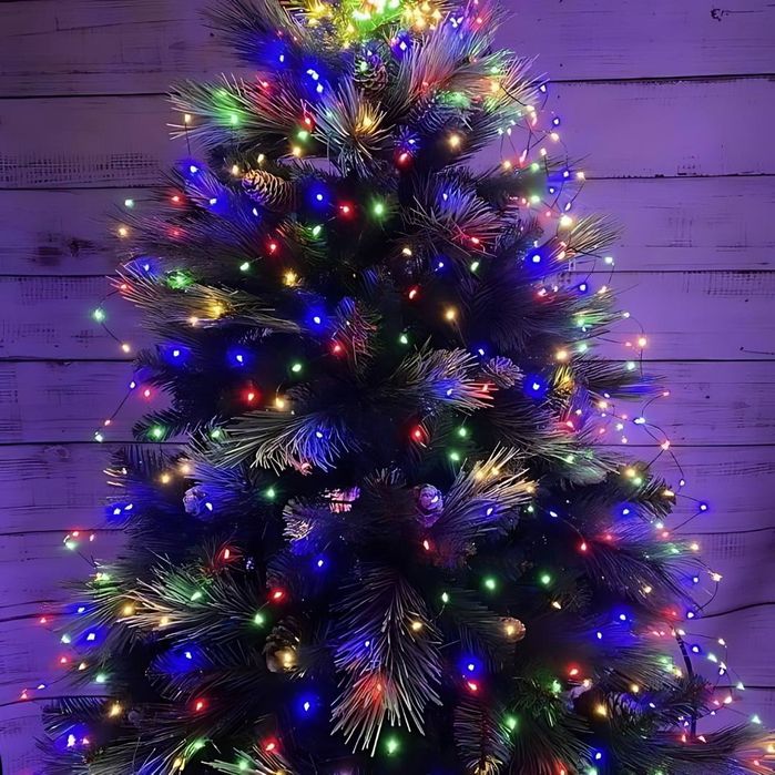 Разноцветная гирлянда с каплями росы 10 м, Новогодняя тонка гирлянда