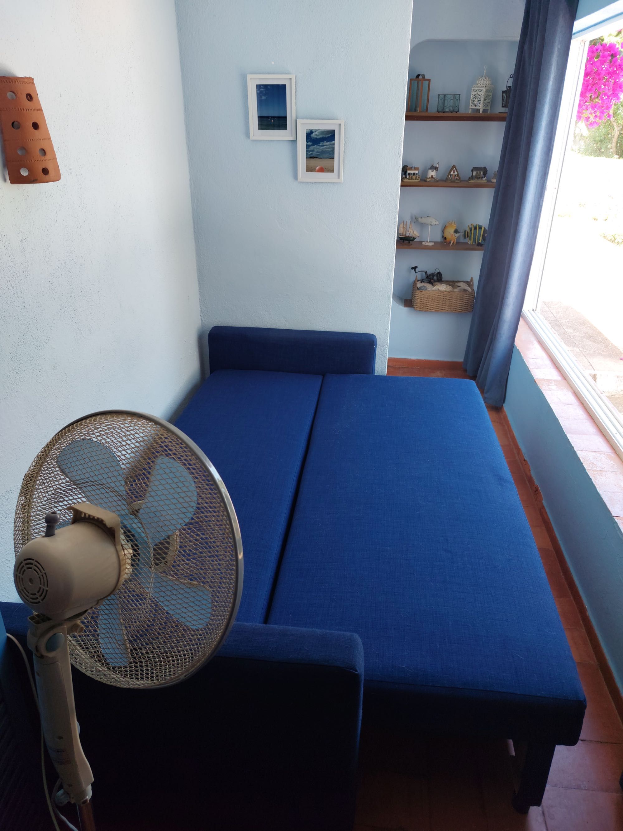 Sofá-cama azul 3 lugares / COMO NOVO