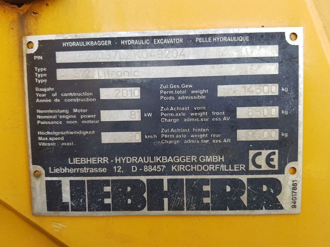 Liebherr 312 Litronic Koparka Kołowa  Klimatyzacja, Centralne