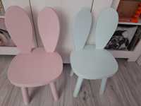 Komplet najtaniej 2 krzeselka z bambooko drewniane miętowe i rózowe dl
