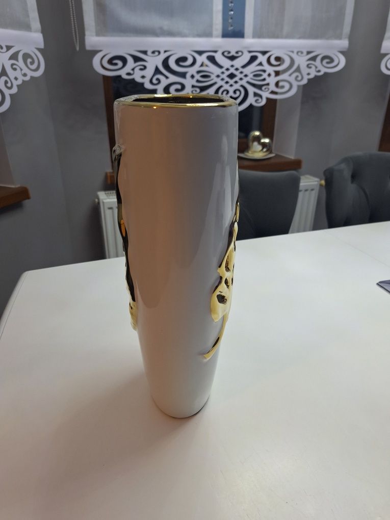 Wazon biało złoty glamour liść Ażurowy duży home & you wysyłka od 1 zł