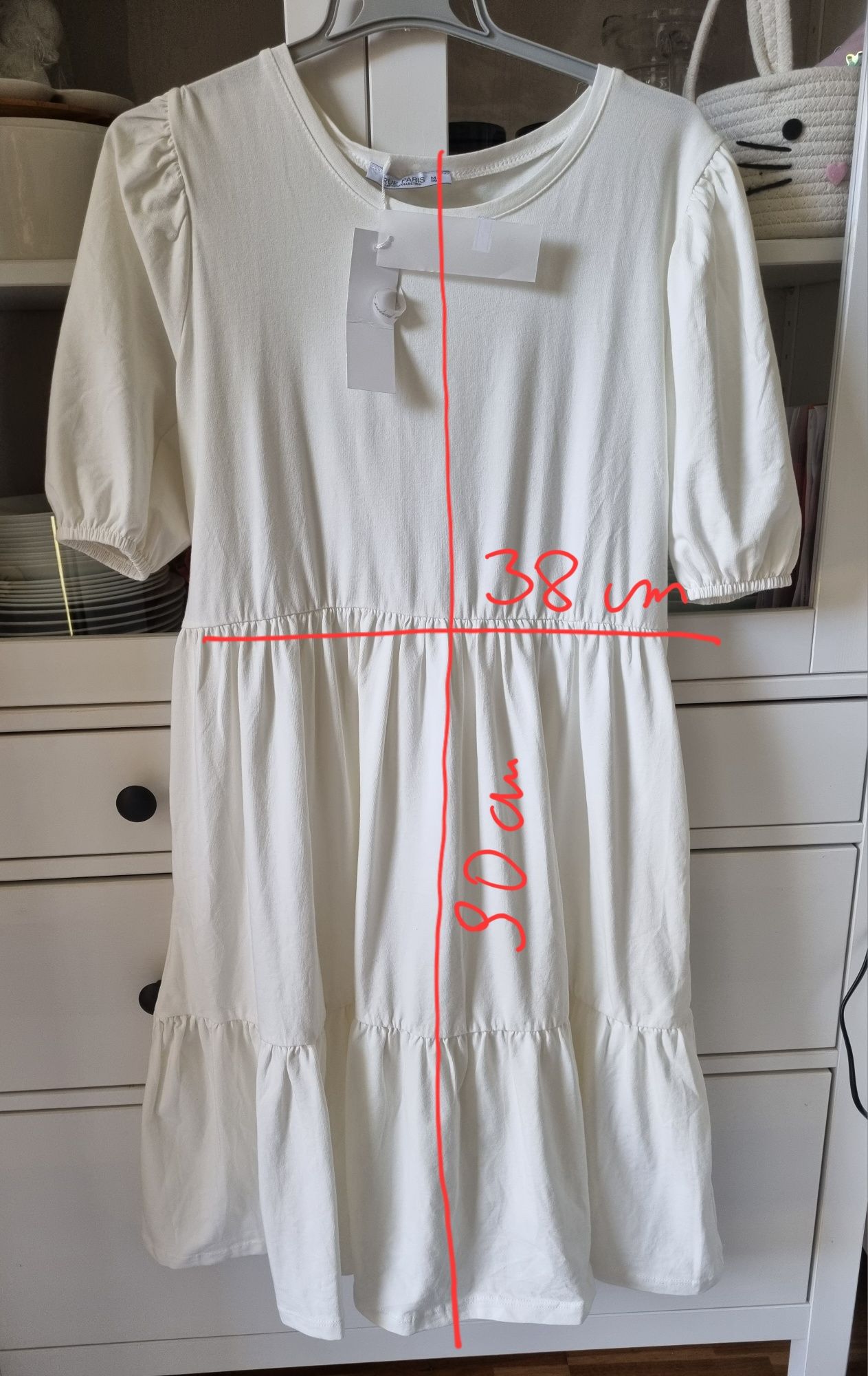 Sukienka boho kremowa / ecru bawełniana