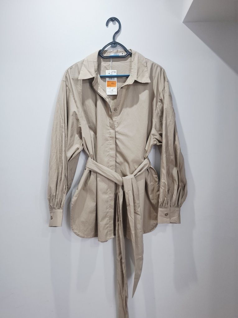 Beżowa koszula damska oversize nowa reserved bawełna xl 42