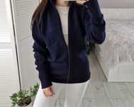 Sailor granatowy wełniany żakardowy kardigan sweter 100% żywa wełna XL