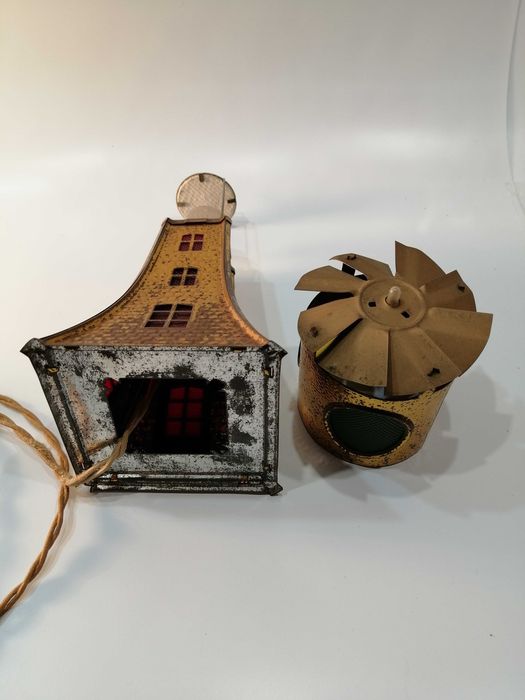 Candeeiro em folha Flandres - Marx Comboios -Brinquedo antigo mecânico