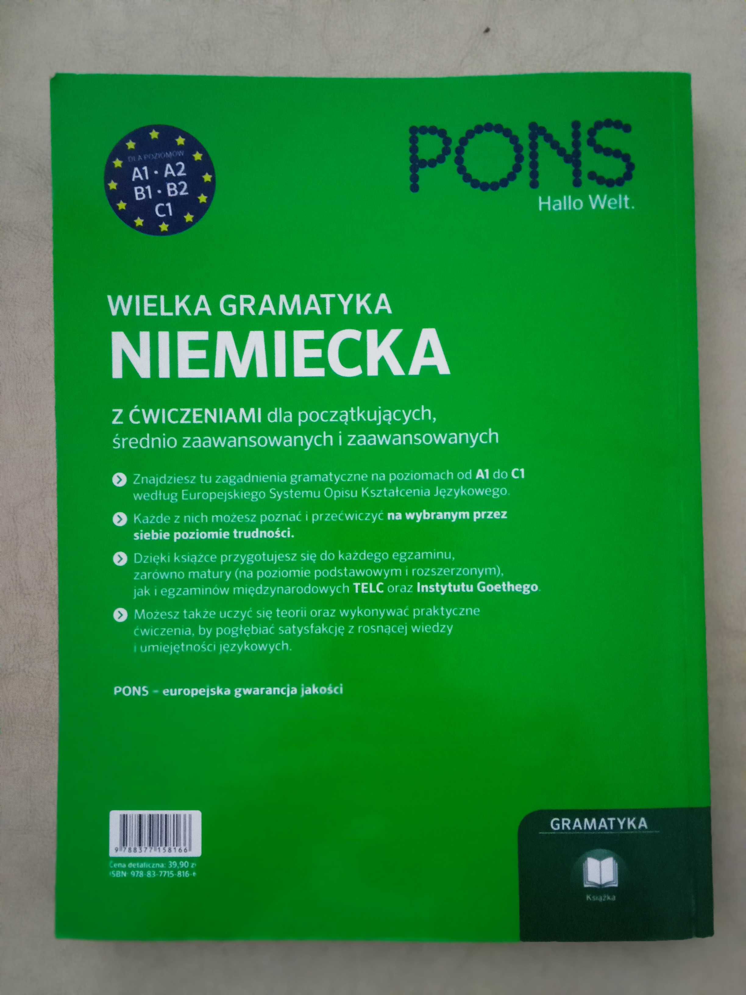 Wielka Gramatyka Niemiecka z ćwiczeniami PONS - poziom od A1 do C1