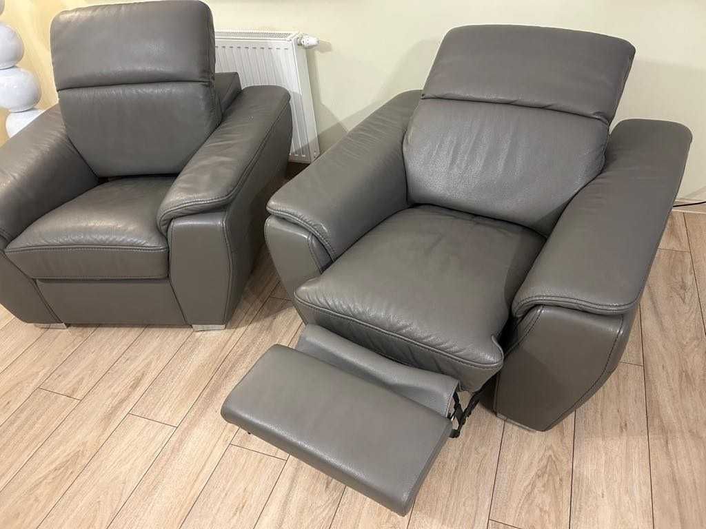 Meble skórzane Kler – sofa z funkcją spania + 2 fotele