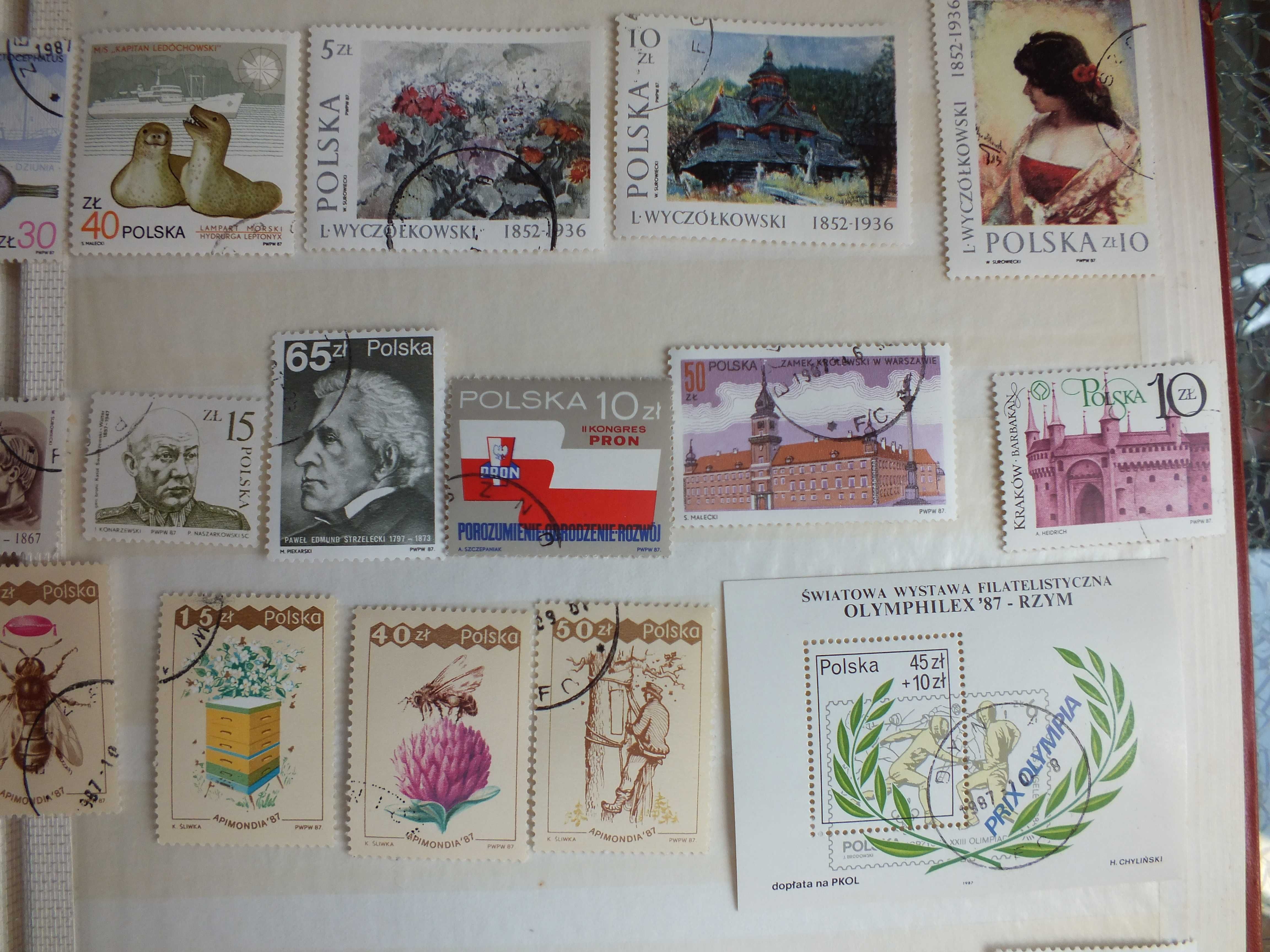 zestaw 37szt. znaczki blok 1987r. Polska kasowane, pełny klej