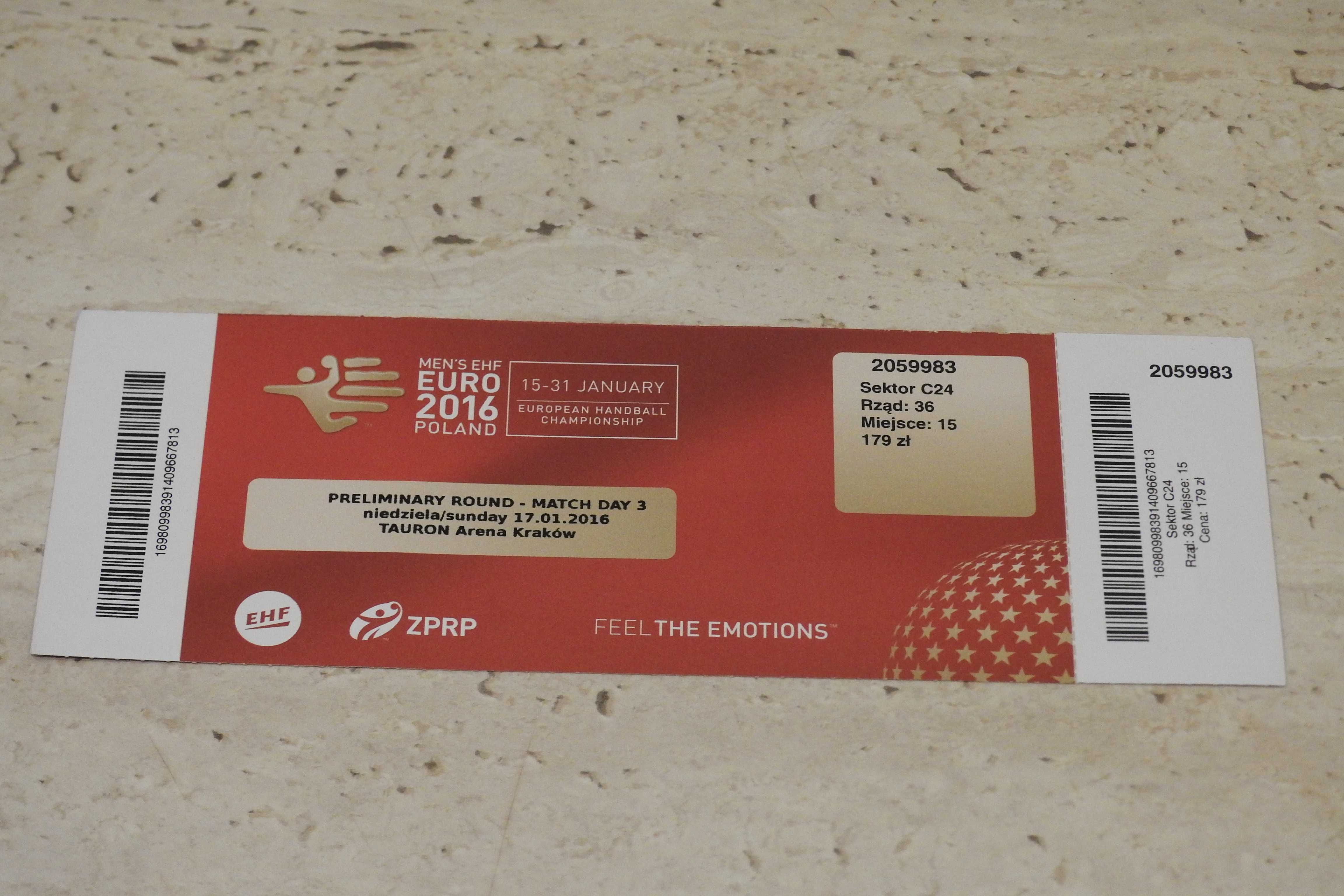 Bilet Mistrzostwa Europy w Piłce Ręcznej EURO 2016 Polska Handball
