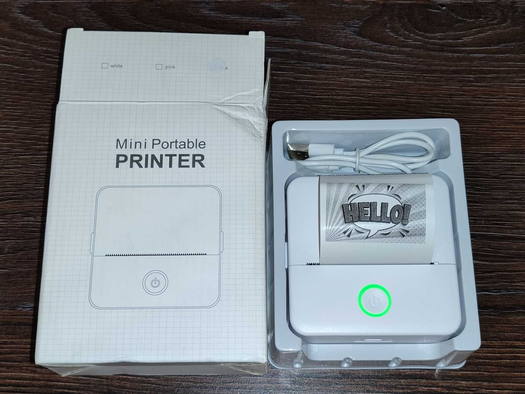 Портативний міні Bluetooth термопринтер білого кольору, розпродаж