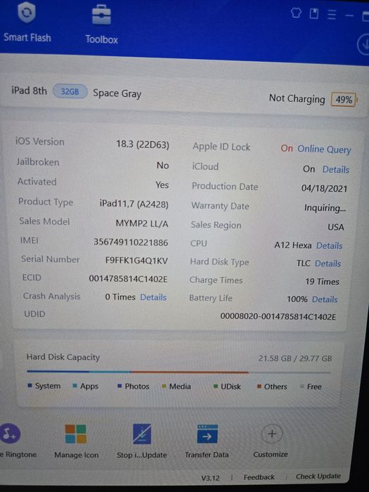 Планшет Ipad 8 32 gb lte (MDM)