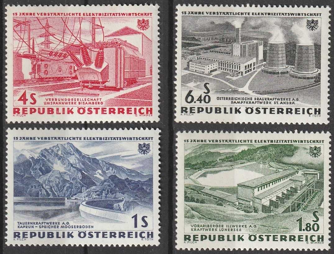 znaczki AUSTRIA - ELEKTRYFIKACJA - 1964 - czyste **