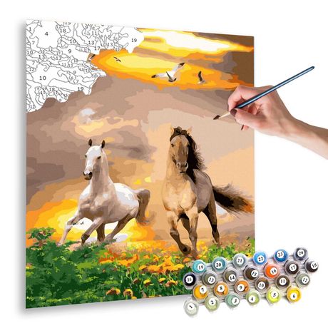 Obraz Malowania po numerach 50x40 na blejtramie Dzikie konie
