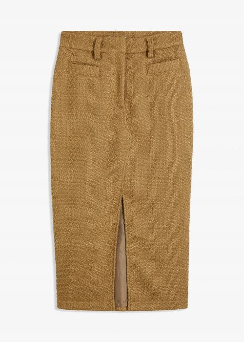 B.P.C spódnica ołówkowa brązowa boucle midi 54.
