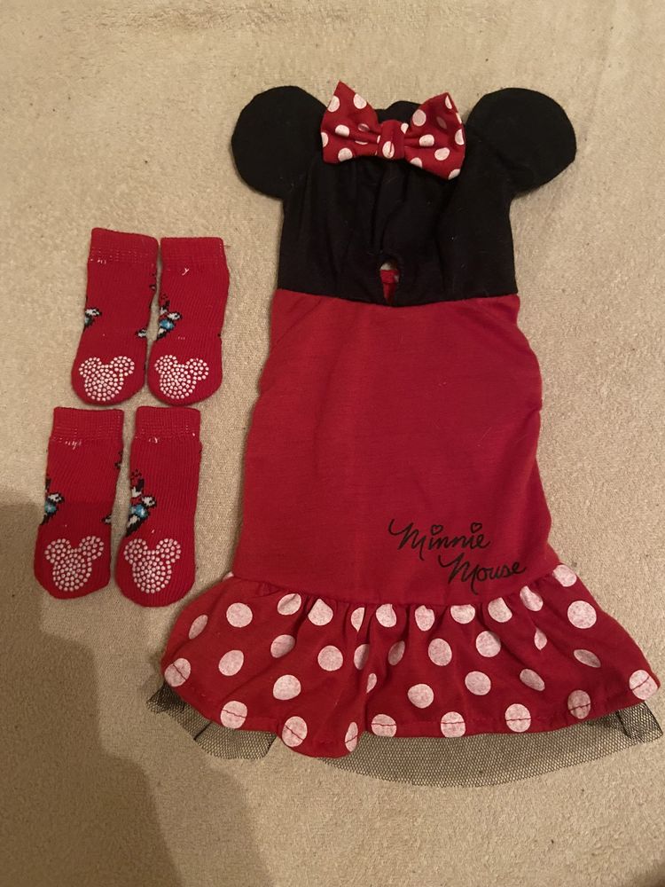 Ubranko dla psa kota sukienka Mickey Minnie czerwone i skarpetki