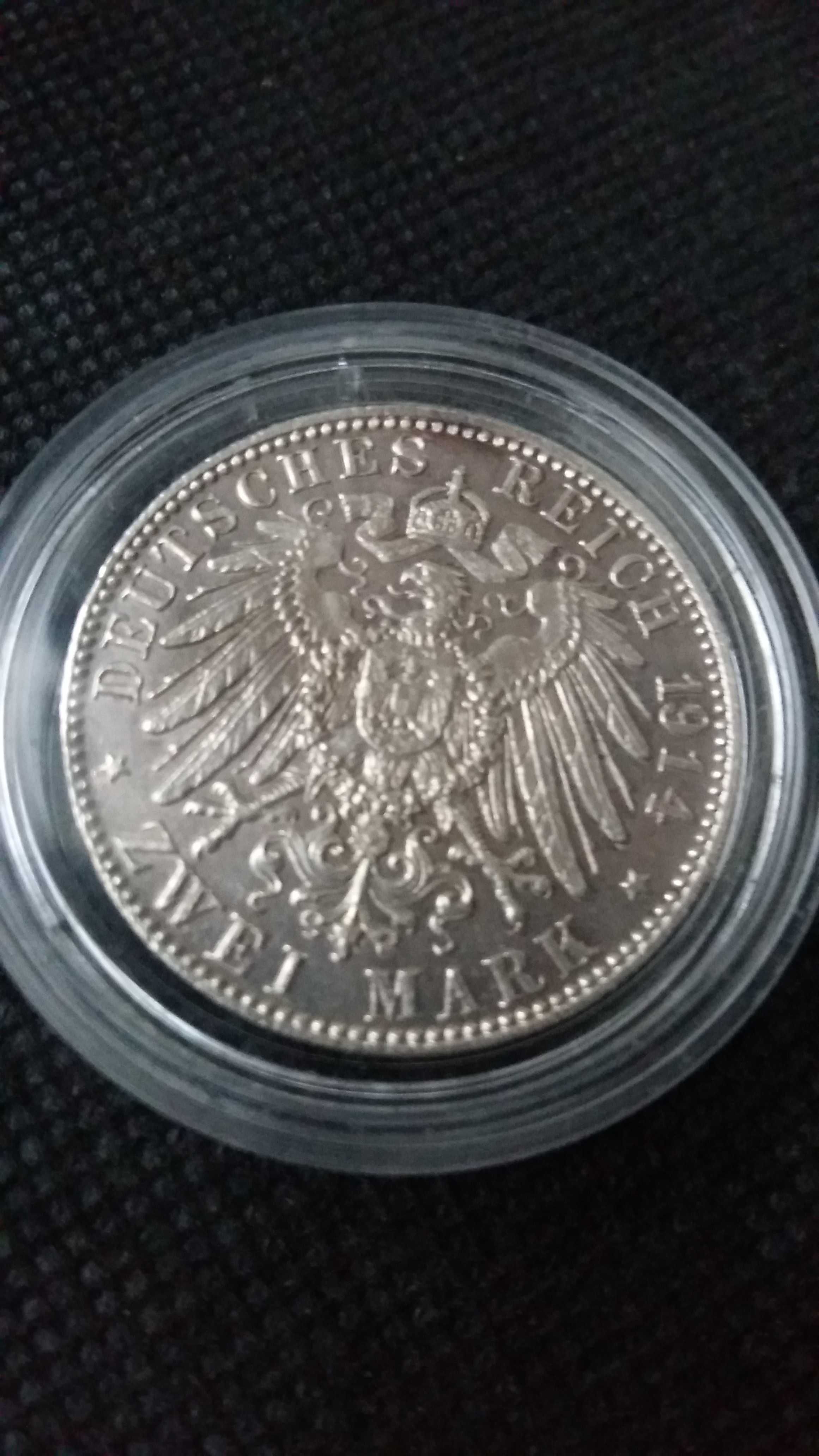 Moneta-srebro 900 3 marki 1914 D Ludwig III Bawaria .