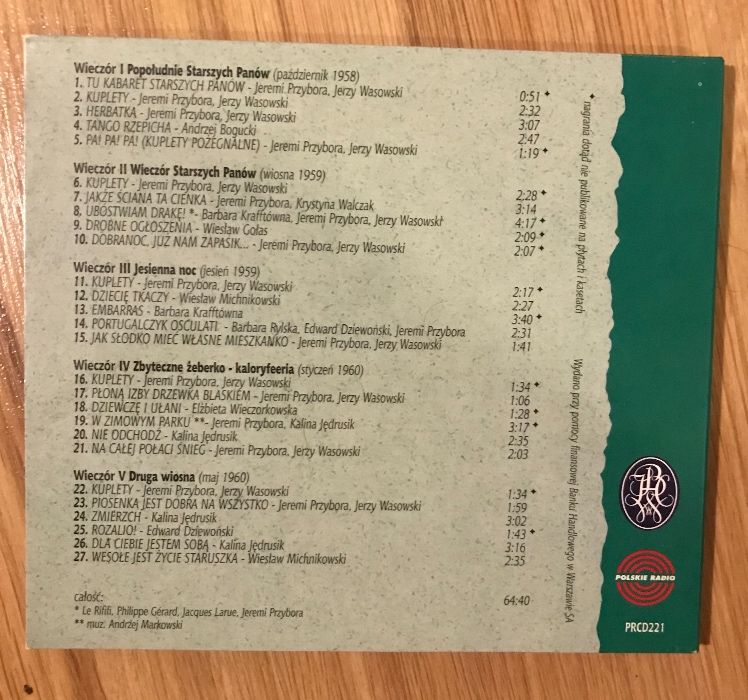 Piosenki Kabaretu Starszych Panów 5 CD box 2000 unikat