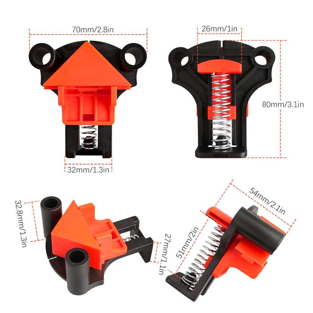 Grampos de canto para carpintaria 4 unidades 60°/90°/120° Graus