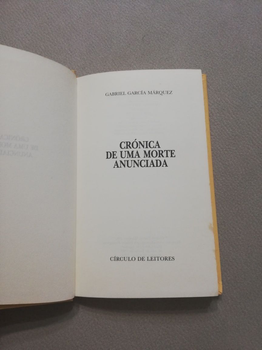 Livro - Crónica de uma Morte Anunciada, de Gabriel García Márquez