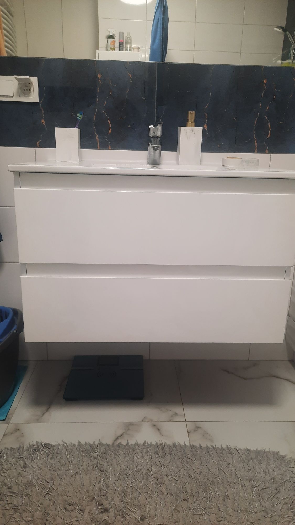 Szafka pod umywalkę DEFRA COMO 80 cm, MDF biała polysk lakier.