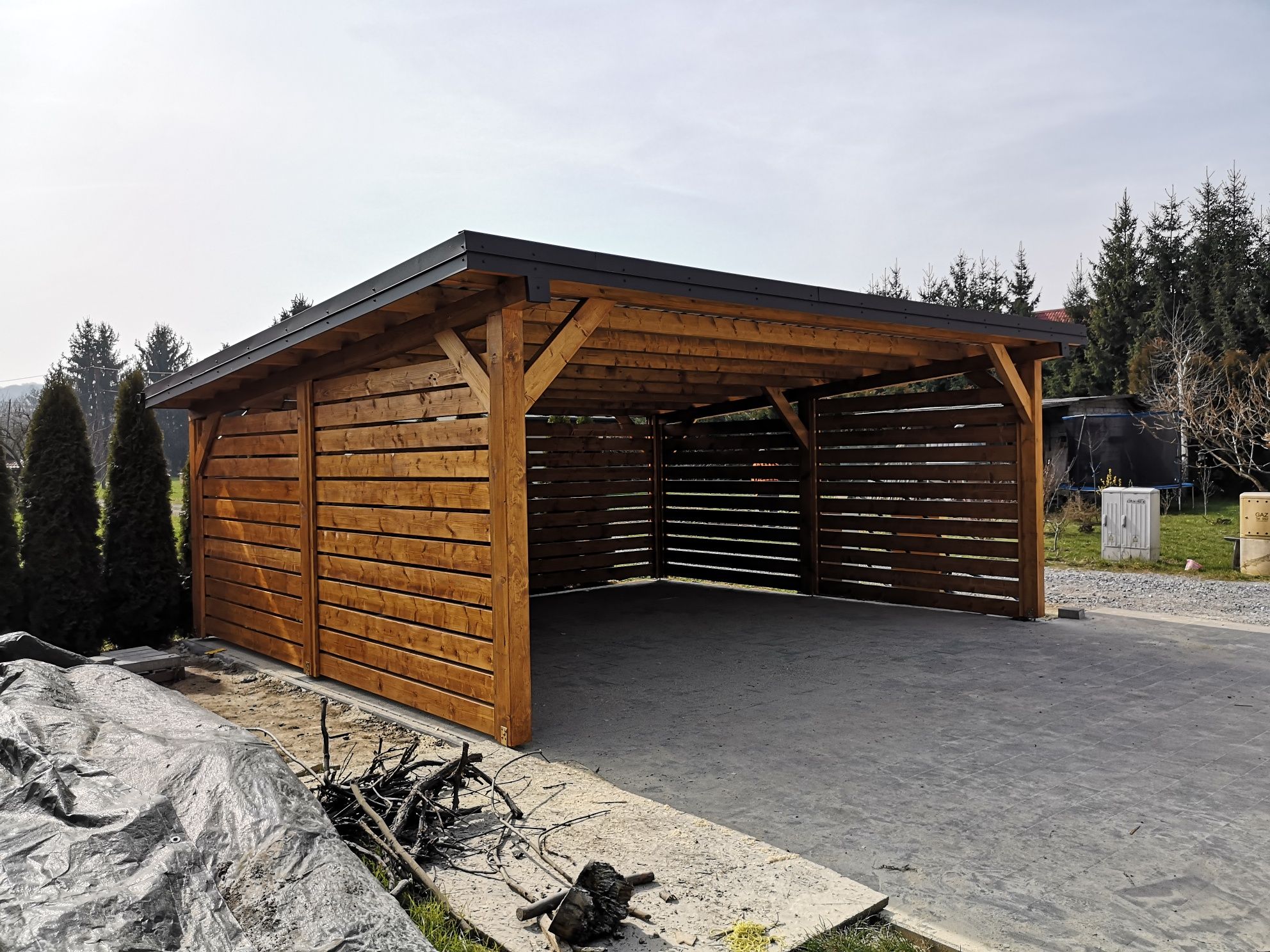 Wiata garażowa drewniana carport altana ogrodowa garaż zadaszenie