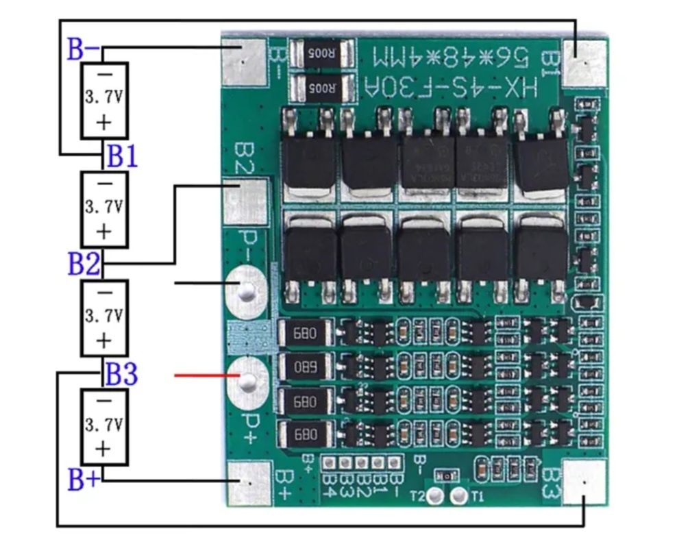 BMS + балансир LIFEPO4 30A 4S