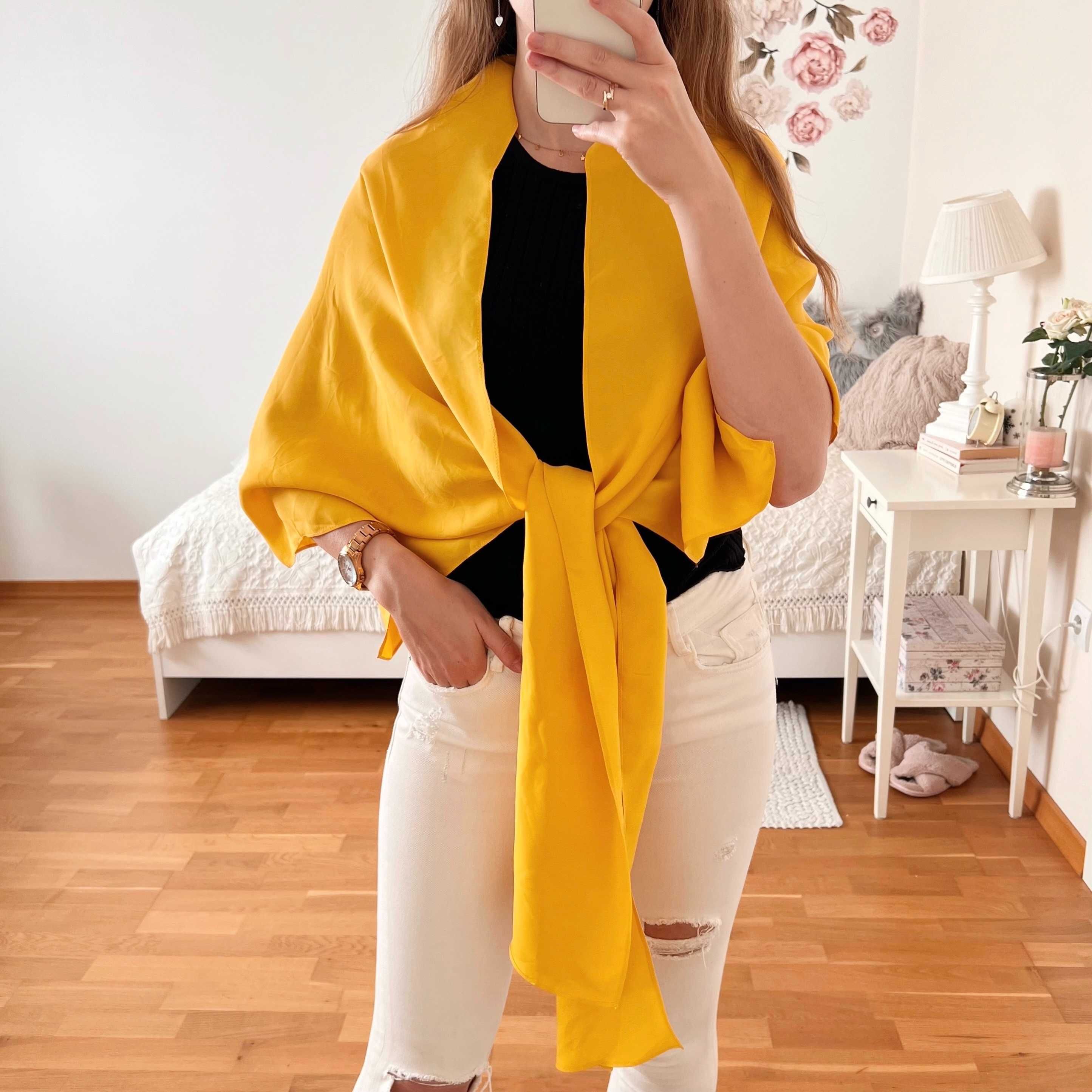 Nowa z metką żółta chusta COS 100% cupro wiązanie liu jo sarong lato