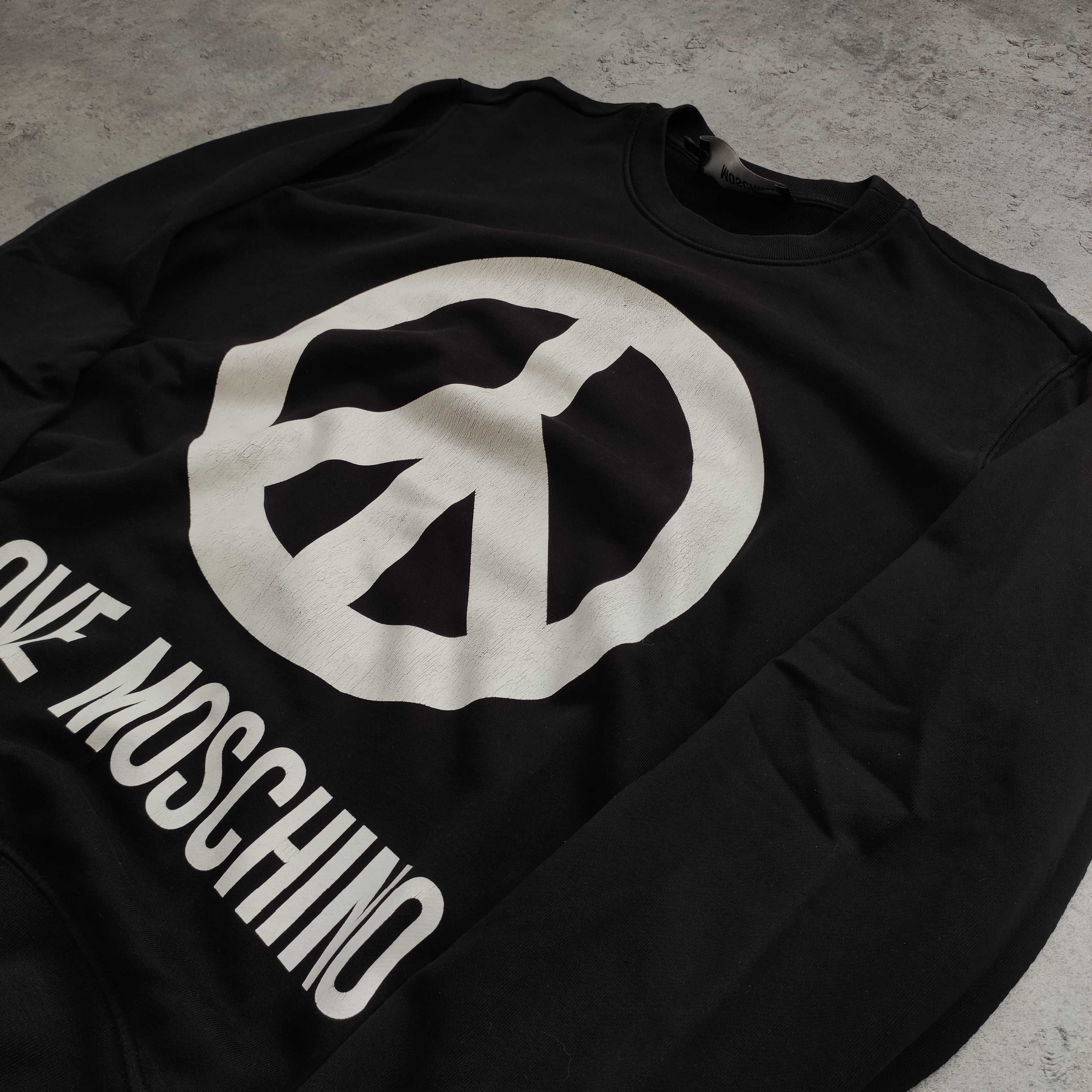 MĘSKA Bluza PREMIUM Czarna bez Kaptura Bawełna Love Moschino Elegancka