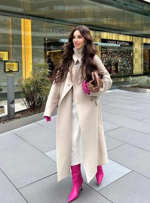 Пальто zara оверсайз з вовною бежевого кольору