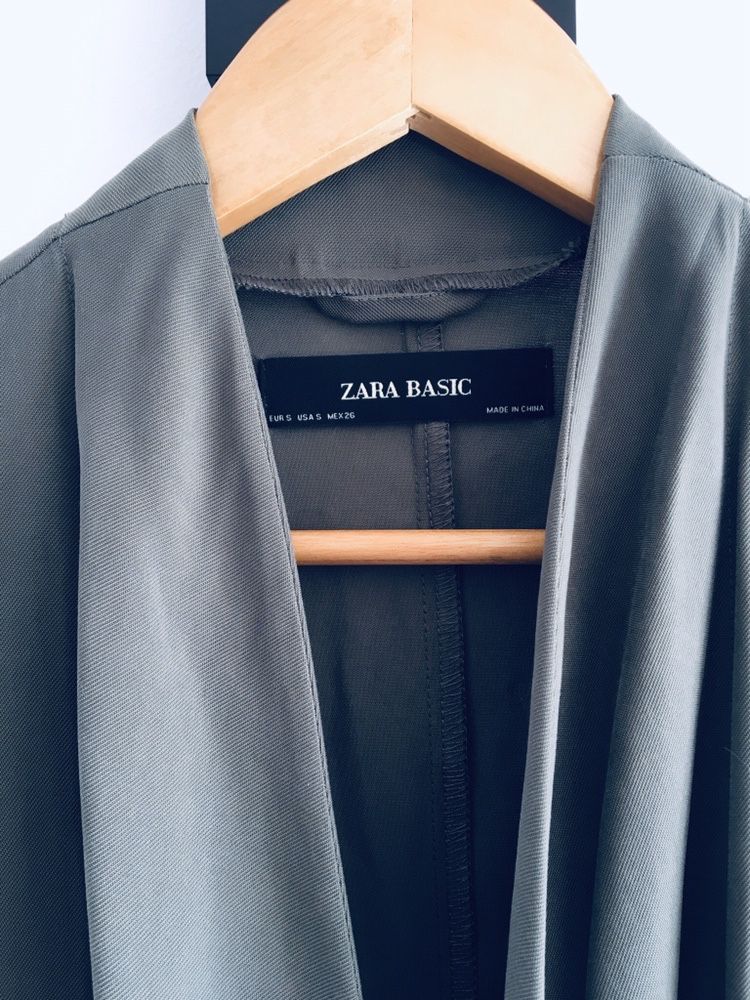 Kurtka narzutka zielona khaki luźna oversize waterfall zara