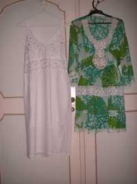 Vestido de Verão Branco e Verde e Branco Algodão ( Índia )