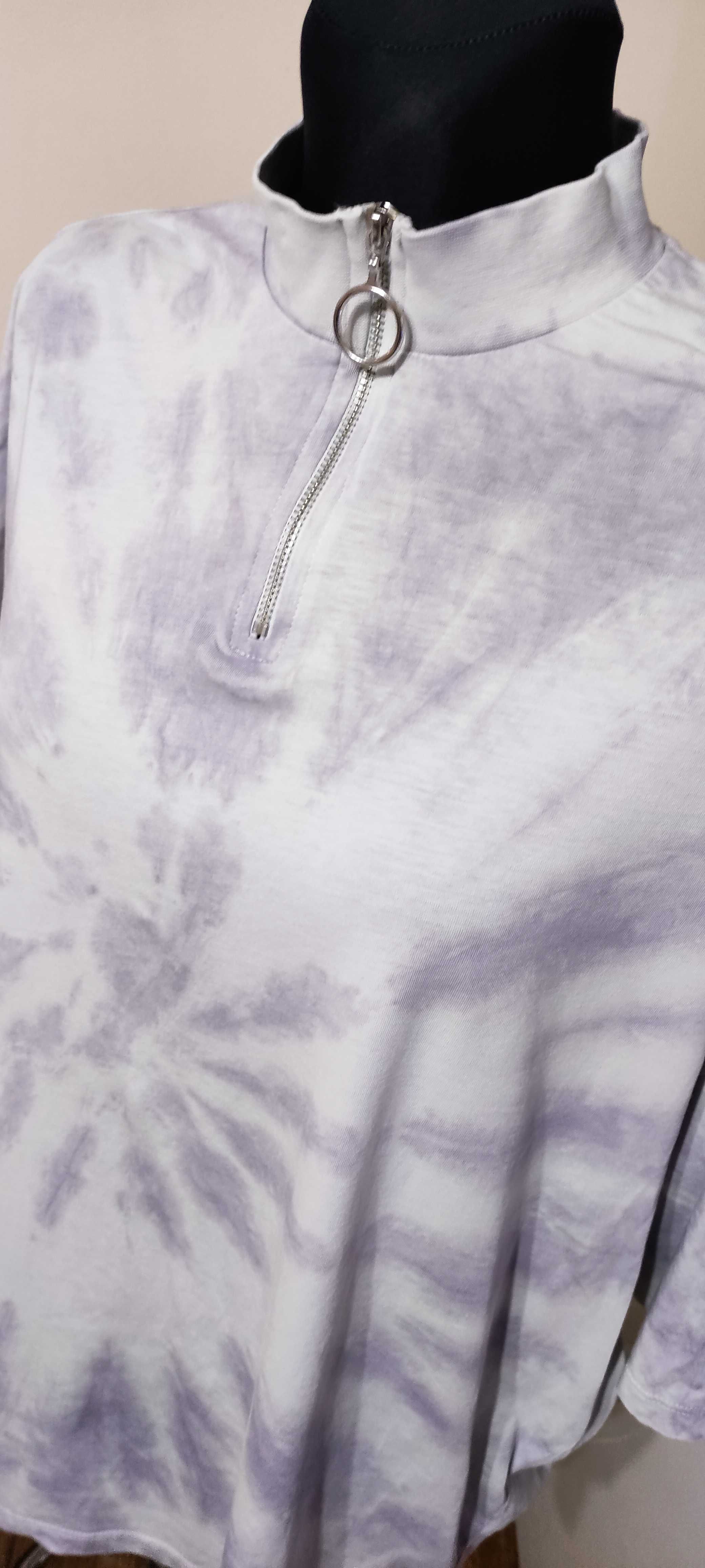 Bluzka luźna ASOS biała liliowa fiolet