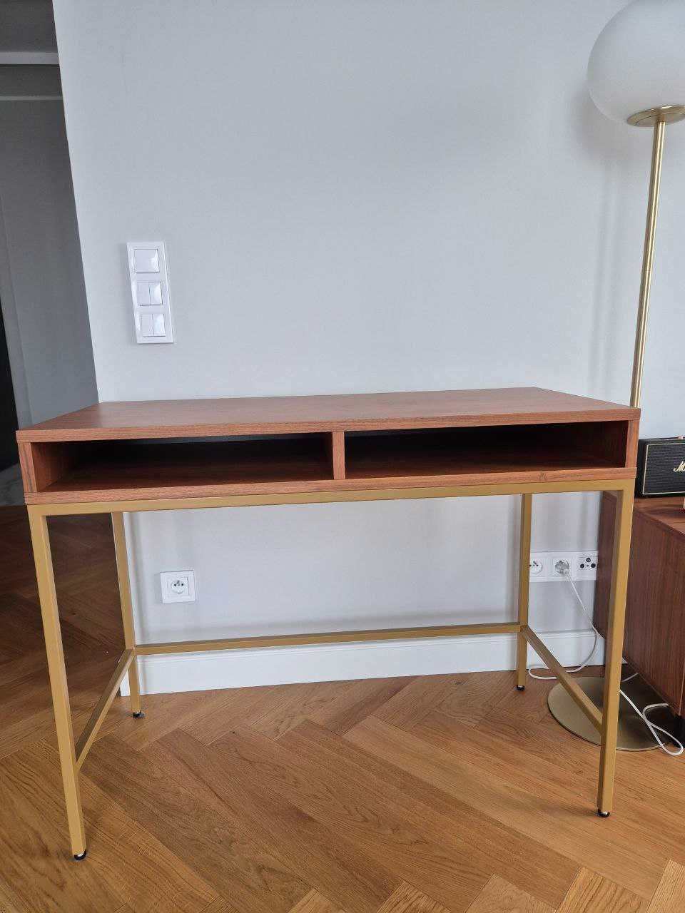 Biurko / toaletka – 100×45 cm, złote metalowe nogi