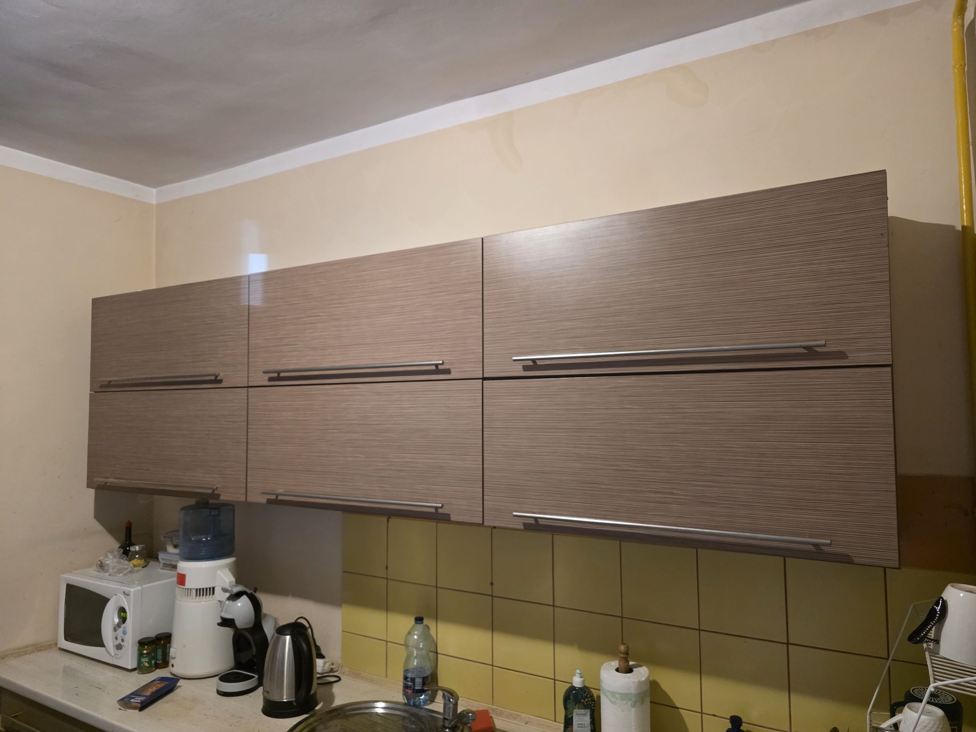 Meble kuchenne górne i dolne 250 cm - stan dobry, blat w komplecie