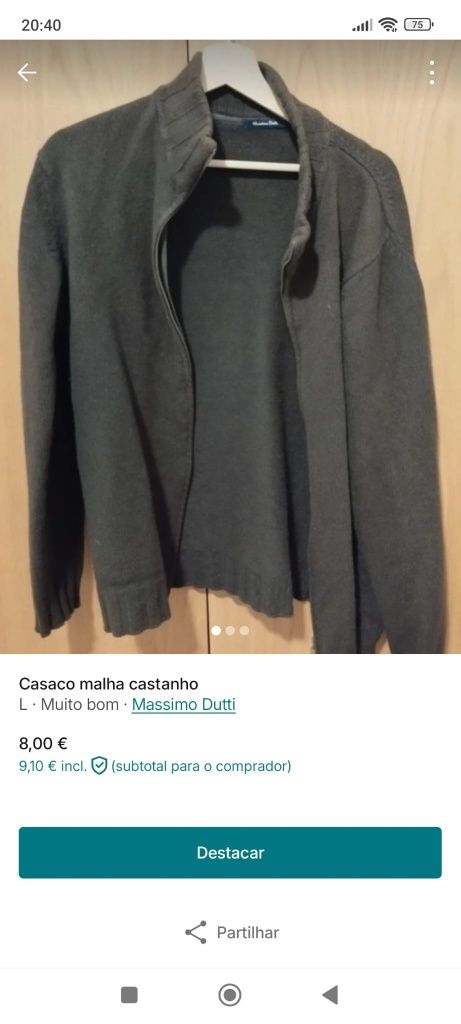 Casaco lã Massimo Dutti l