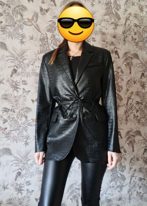 Новий трендовий шкіряний піджак з тисненням пітон від бренду  your_own