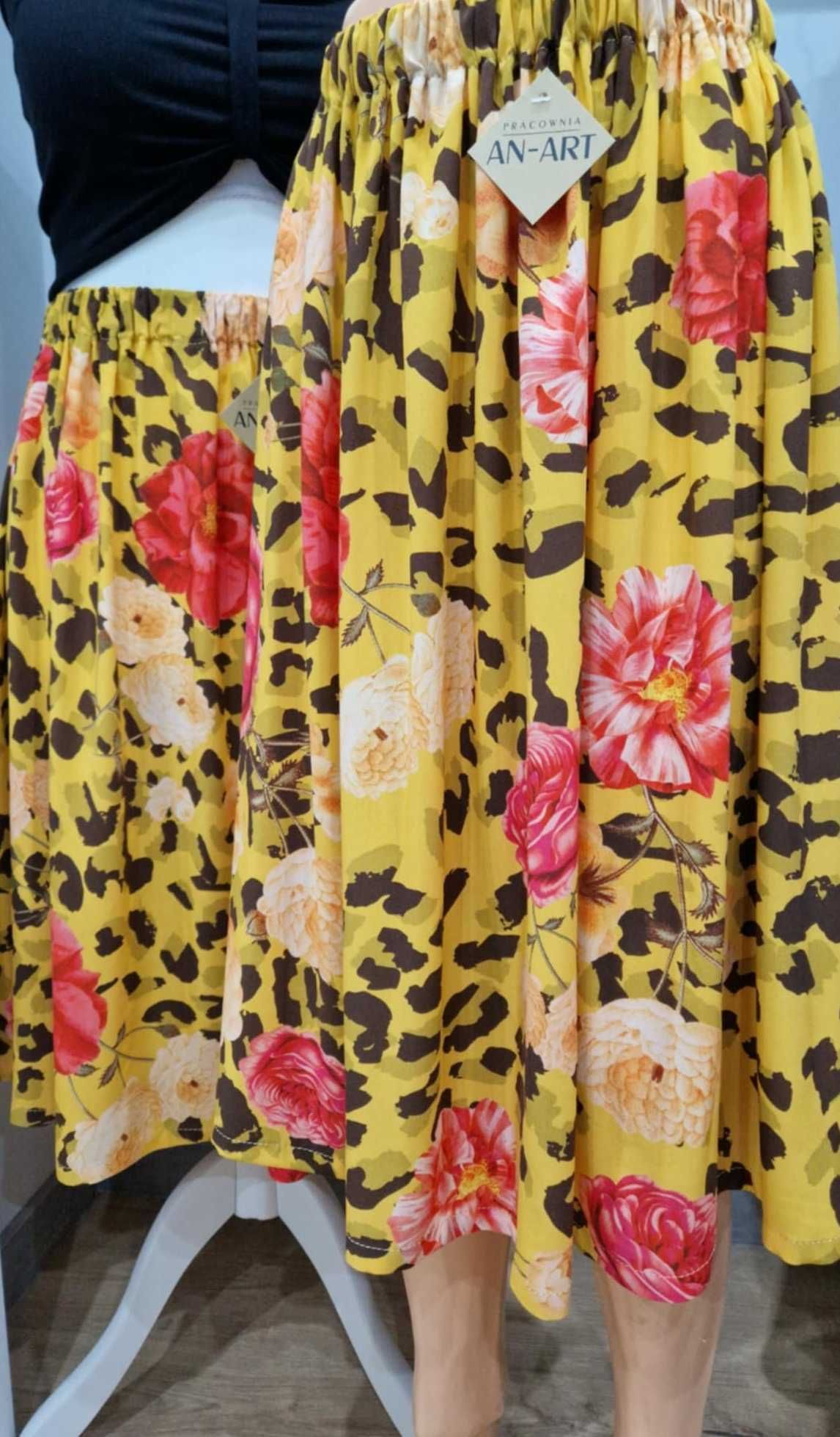 Spódnica damska panterka w kwiaty, 2XL/3XL