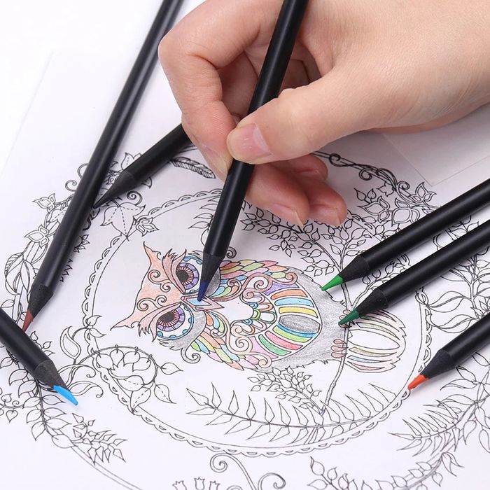 Фирменные цветные карандаши Etonson в тубусе со стружилкой 12шт уп.