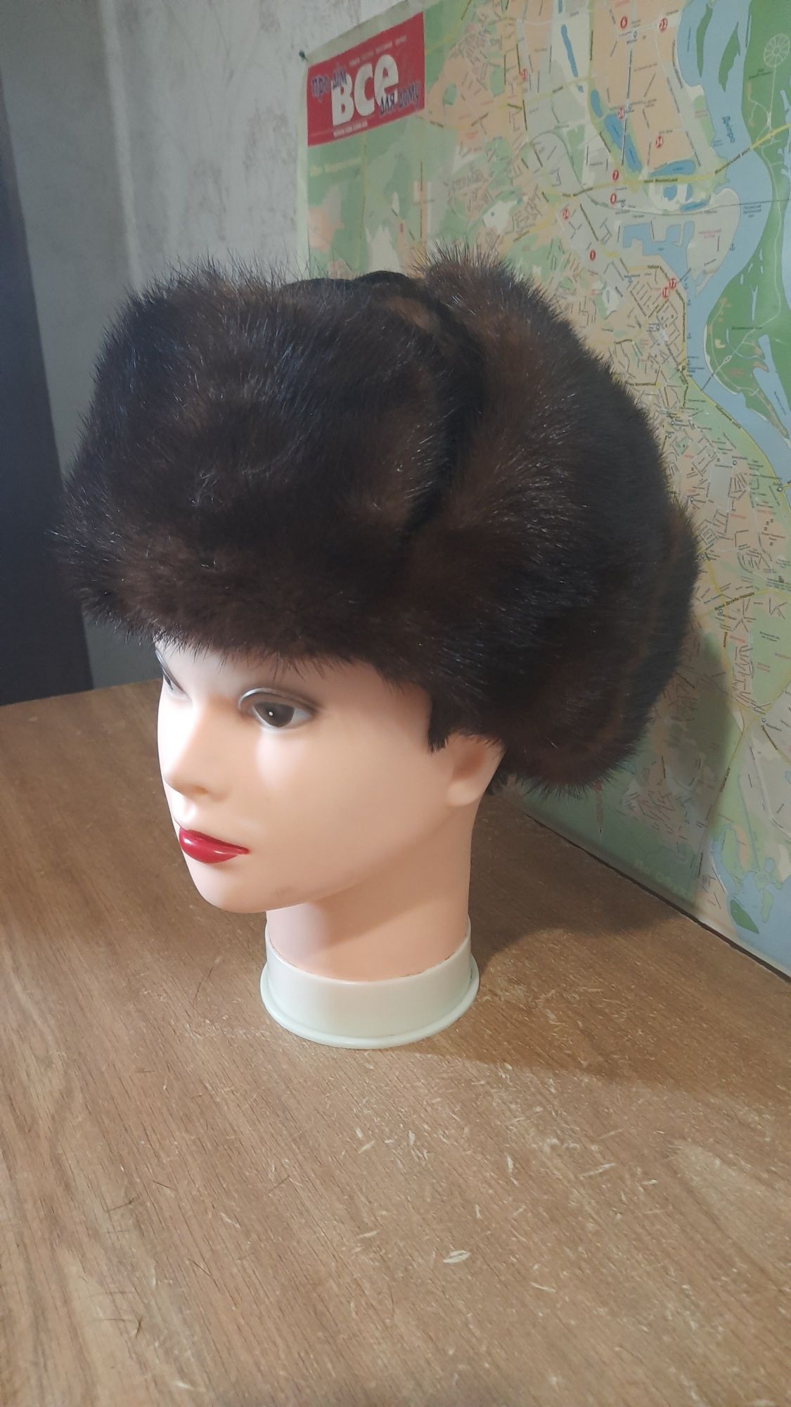 Шапка ушанка натуральная норковая р.56.