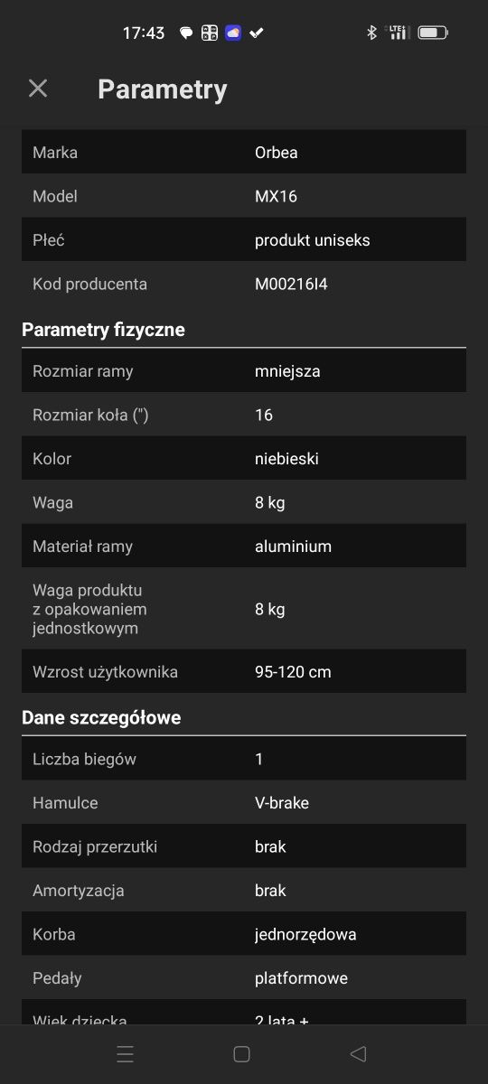 Rower Orbea MX 16 na gwarancji stan IDEALNY