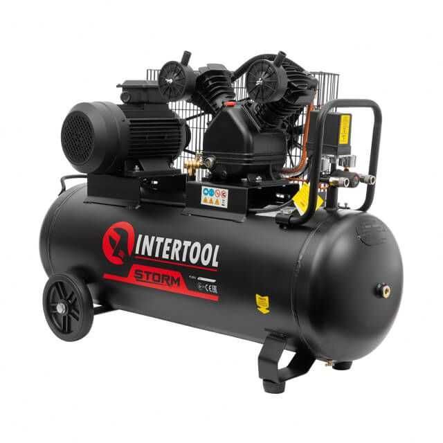 Компресор 100л, 3 кВт, 380 В, 10 aтм, 500 л/хвил. INTERTOOL PT-0013.