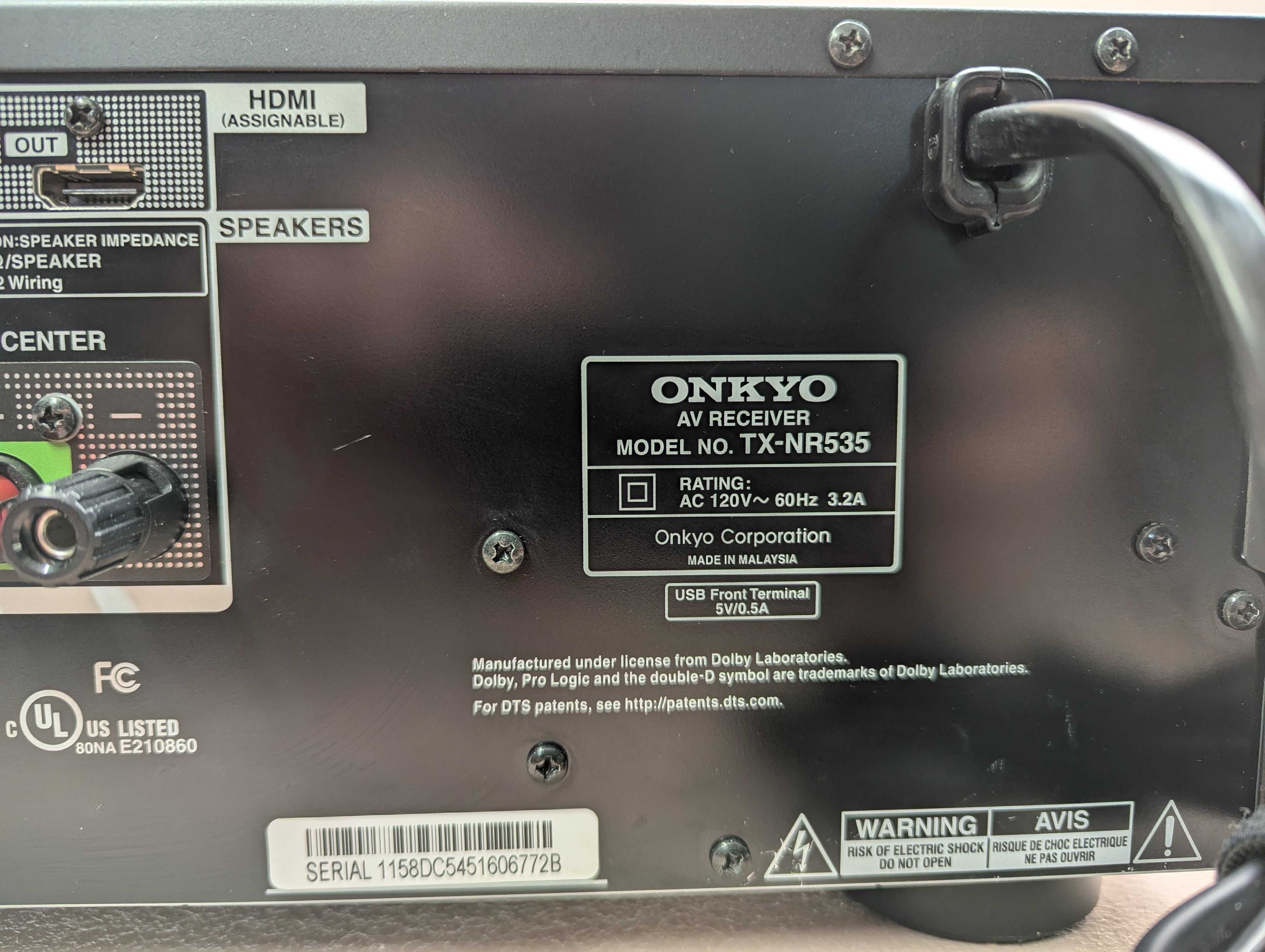 AV ресивер Onkyo TX-NR535 Wi-Fi/4K/BT/USB 5.2