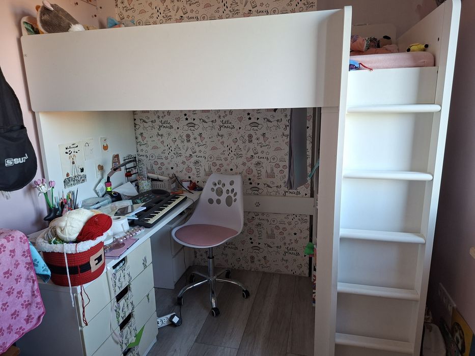 Łóżko piętrowe IKEA SMASTAD z biurkiem,na antresoli OKAZJA !