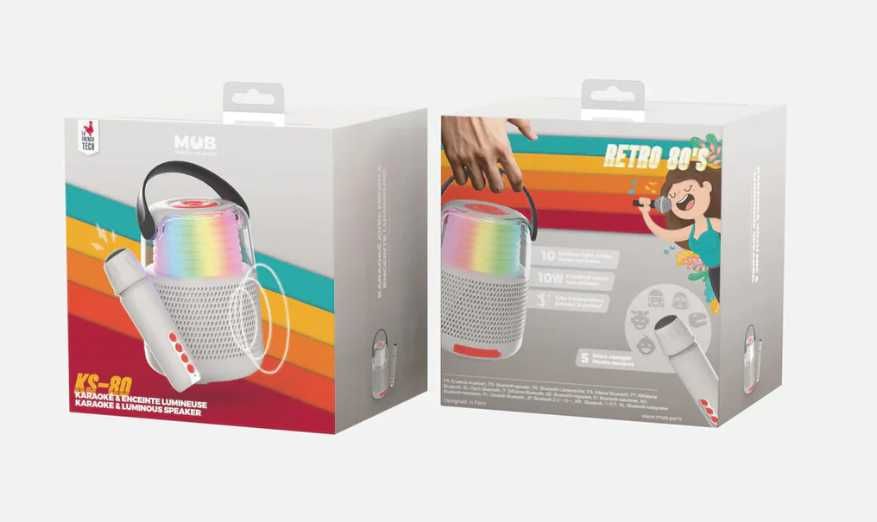 Świecący głośnik bluetooth KARAOKE MOB KS-80 z mikrofonem