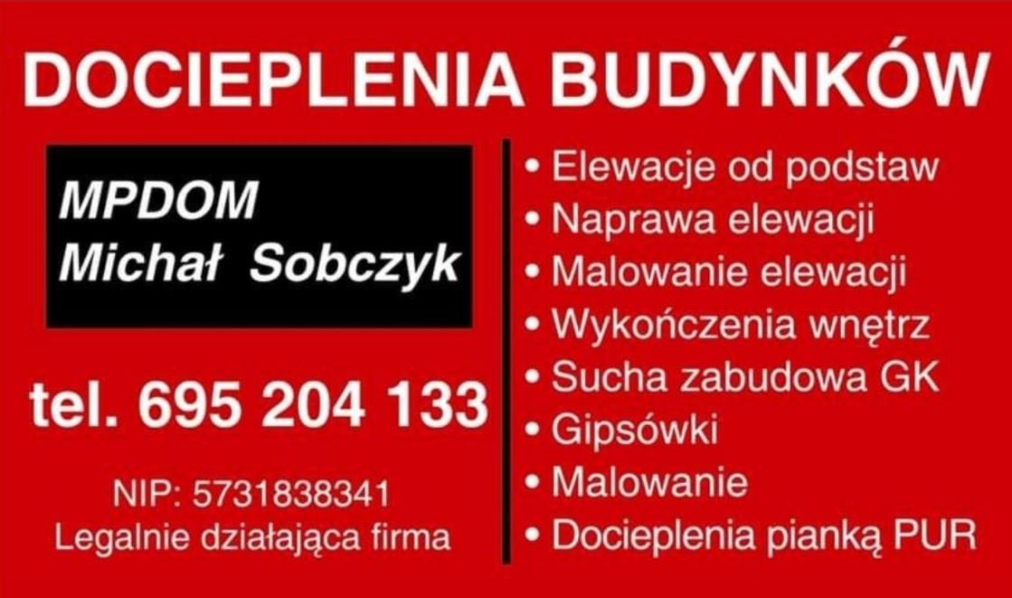 Docieplenia budynków, poddaszy. Elewacja. Ocieplenia.