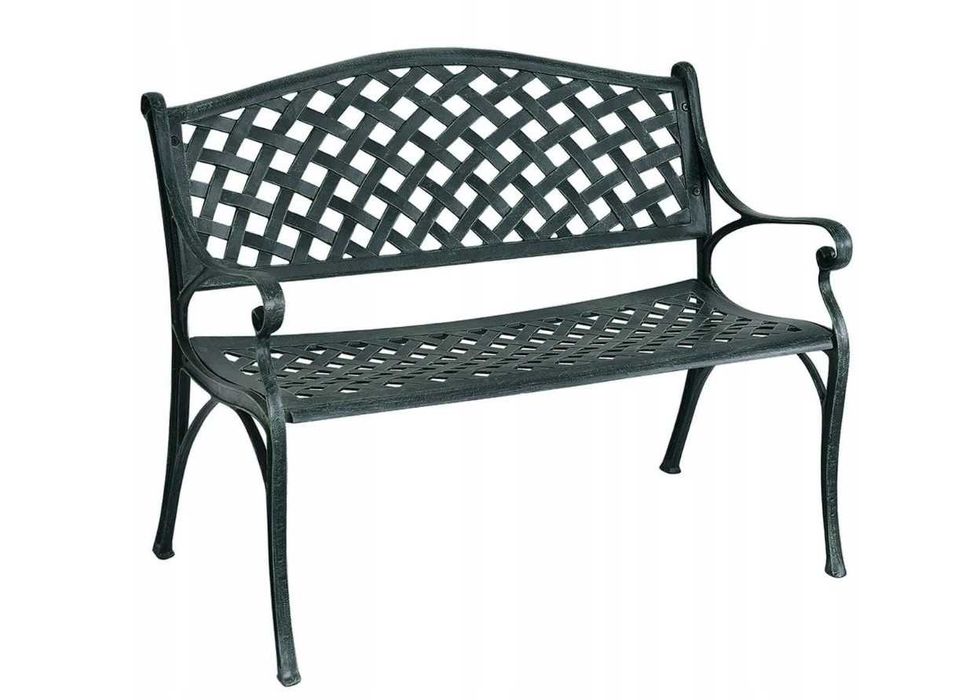 Klasyczna Ławka Ogrodowa Parkowa Aluminiowa Zdobiona 103 x 55 cm