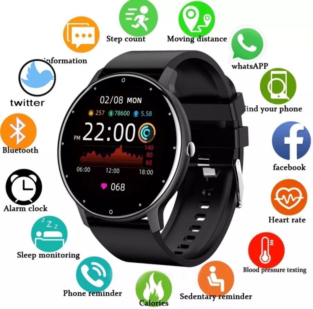 Smartwatch unisex czarny okrągły