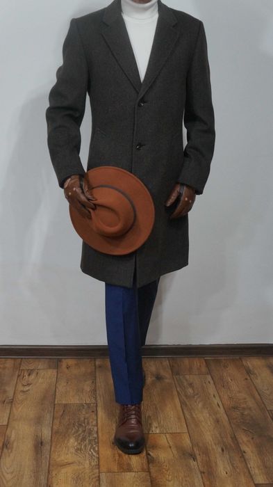 Płaszcz JOOP! Wełna Rozmiar 94 (50) Kolor Brązowy Jodełka