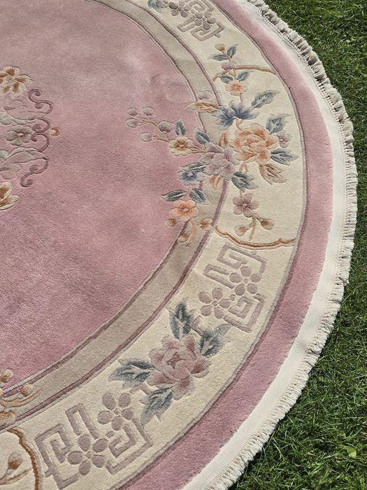 Okrągły Chiński dywan - Rękodzieło z czystej wełny - Śliczny śr 230 cm
