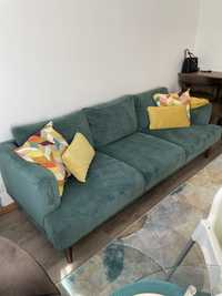 Sofa sala azul turquesa / verde (gato preto) como novo